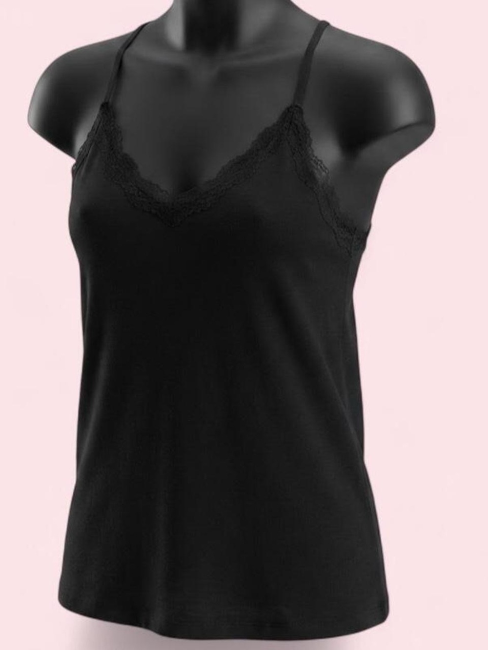 Xhilaration Black Lace Trim Camisole Y2K McBling Slip Tank Top 2016 Deadstock NW